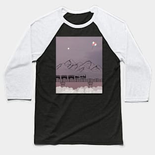 Midnight train and air balloons Baseball T-Shirt